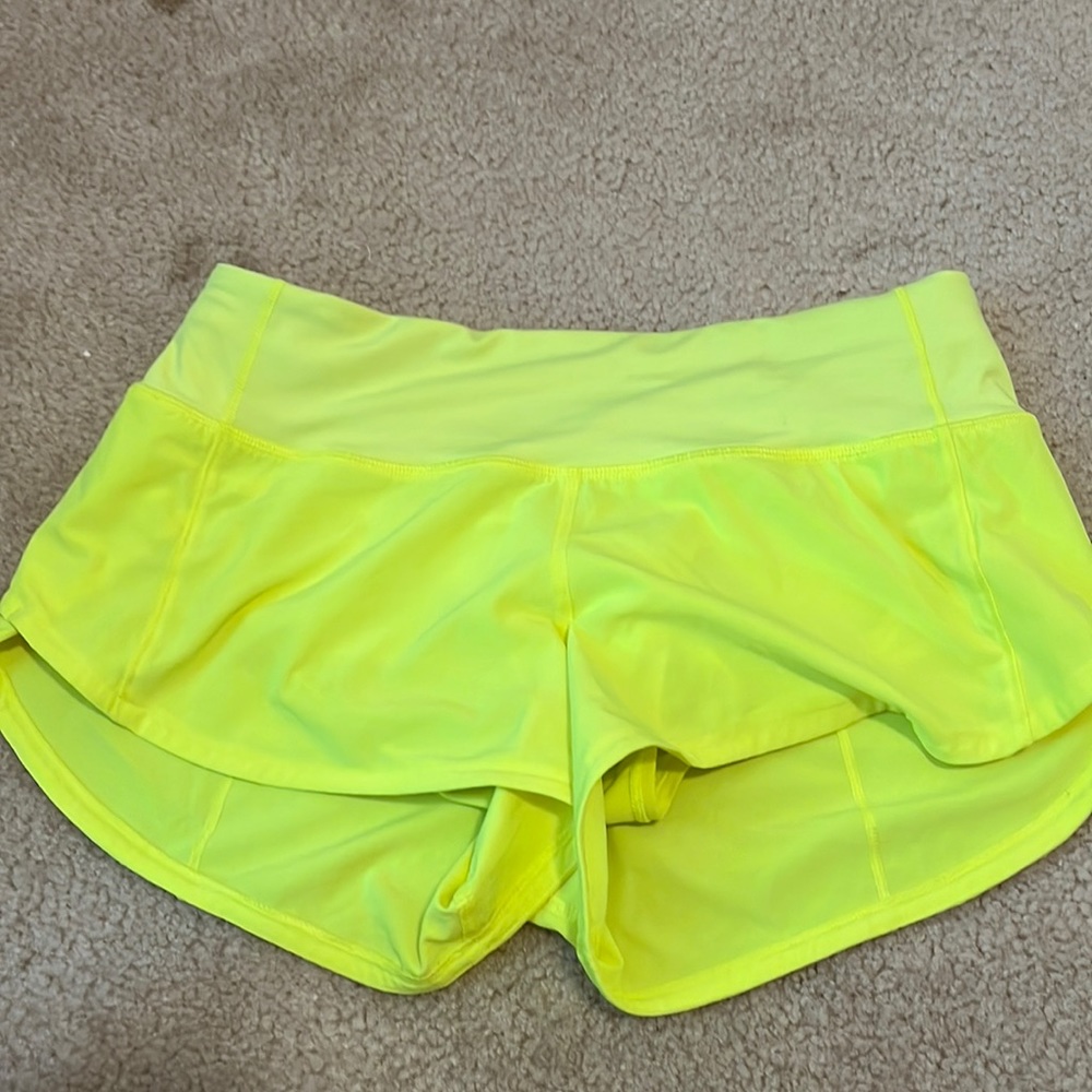 Neon Yellow Lululemon Shorts size 2